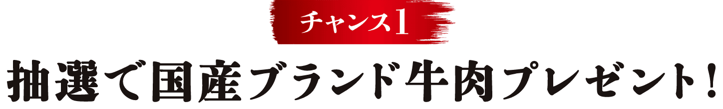 チャンス1 抽選で国産ブランド牛肉プレゼント！