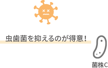 虫歯菌を抑えるのが得意！