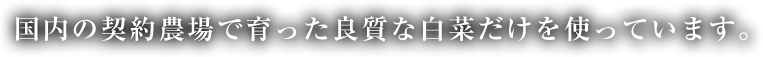 国内の契約農場で育った良質な白菜だけを使っています。