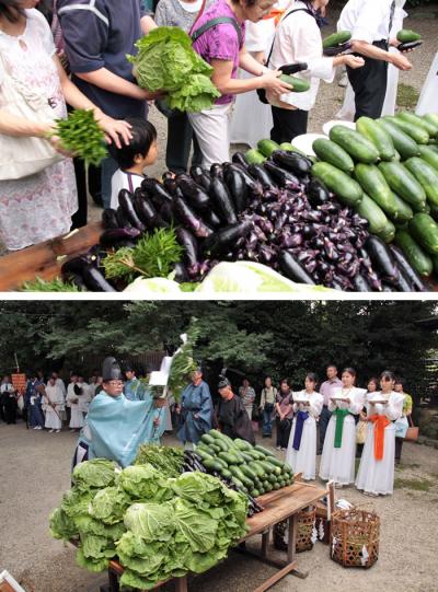 上：漬け込み神事には誰でも参加できる<br />
下：本殿祭に続いて行われる漬込祭